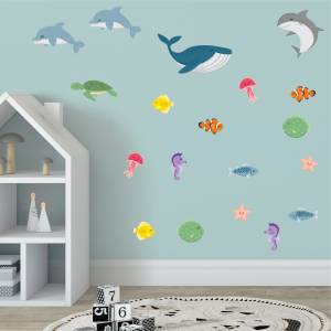 Coola wallstickers med fiskar och sjödjur