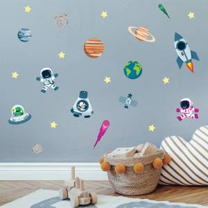 Dekorera väggen med planeter och stjärnor