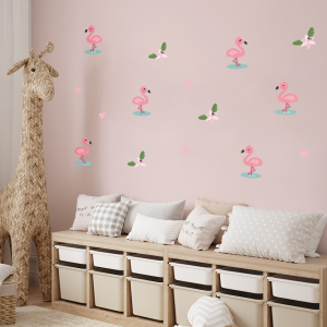 Väggdekor - wallstickers - flamingor