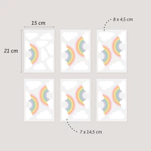 Regnbåge pastell wallstickers med storlekar