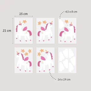 Enhörning med vingar Wallstickers med storlekar