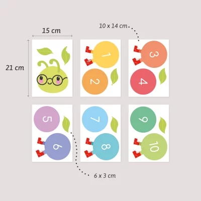 Färgglad väggdekor med larv för barn. Perfekt för barnrummet – gör siffror och räkning till en rolig och lärorik del av vardagen.